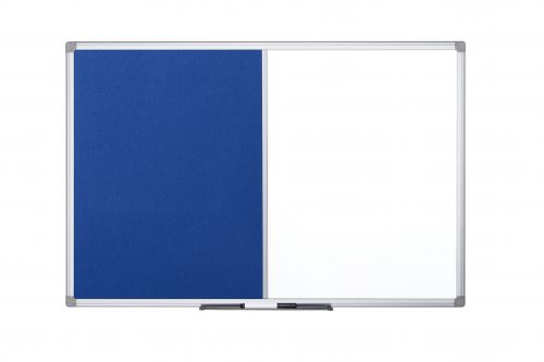 Bi-Office Maya Combination Board Blue Felt/Magnetic Whiteboard Aluminium Frame 900x600mm