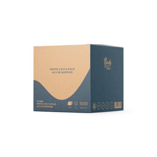 Purely Class 3ply White 8/Fold Napkin Case of 1000 Purely Class 3ply White 8/Fold Napkin Case of 1000