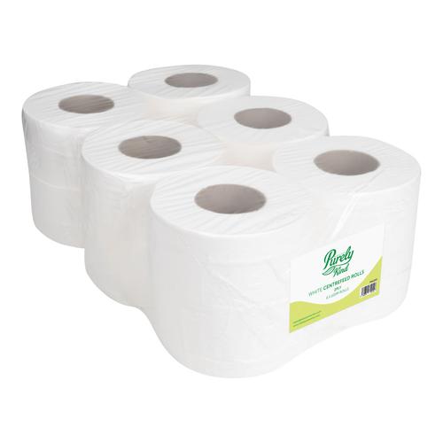 Purely Kind Centrefeed Rolls 2ply 100m FSC White Pack 6 PK1210
