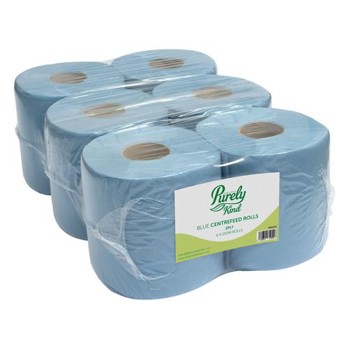 Purely Kind Centrefeed Rolls 2ply 100m FSC Blue (Pack 6) PK1211