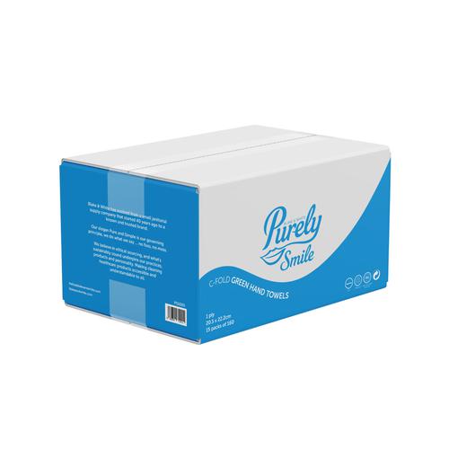 ValueX+Hand+Towels+C+Fold+1+Ply+100%25+Recycled+Green+%28Case+2400%29+PS1020