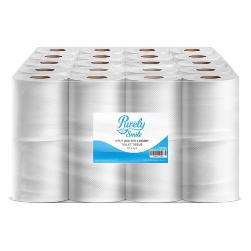 Purely Smile Luxury Toilet Roll 3 Ply Pack of 40 Purely Smile Luxury Toilet Roll 3 Ply Pack of 40