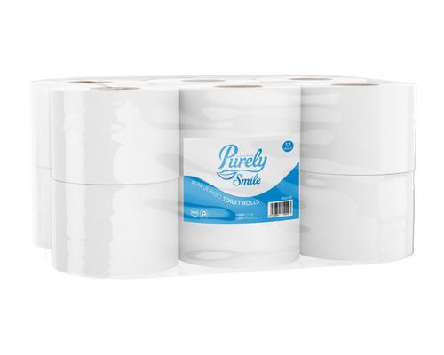 ValueX+Mini+Jumbo+Toilet+Roll+2+Ply+Recycled+150+metres+%28Pack+12%29+PS1130