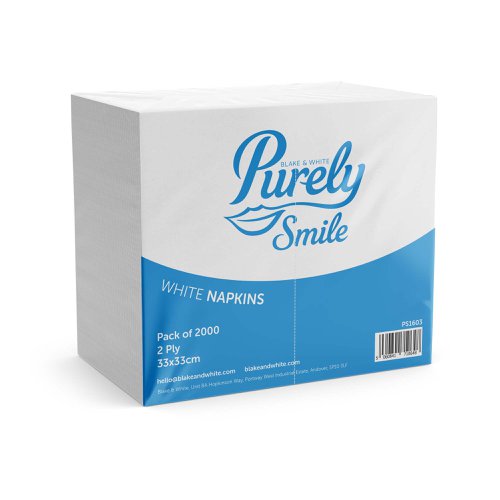 Napkins 2ply 33cm White Case of 2000 Napkins 2ply 33cm White Case of 2000