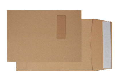 Blake Purely Packaging Pocket Gusset Envelope C4 Peel and Seal Window 25mm Gusset 130gsm Manilla (Pack 125)