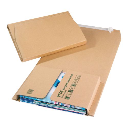 Vita Purely Packaging Green Bookwrap Peel and Seal 217x155x52mm Manilla (Pack 25 ) BWM02