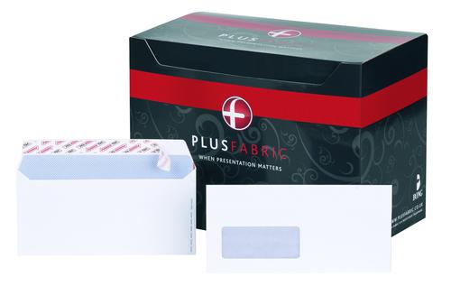 DL Plus Fabric Wallet Envelope DL Peel and Seal Window Easy Open Power-Tac 120gsm White (Pack 500)