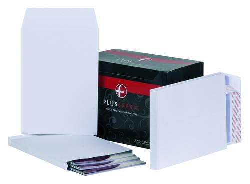 Plus+Fabric+Pocket+Gusset+Envelope+C4+Peel+and+Seal+Plain+Power-Tac+25mm+Gusset+120gsm+White+%28Pack+100%29+-+C26766