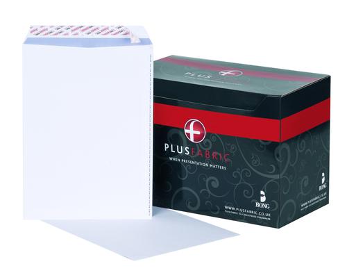 Plus+Fabric+Pocket+Envelopes+Easy-Open+Peel+%26+Seal+C4+White+120gsm+%28Pack+250%29+K26739