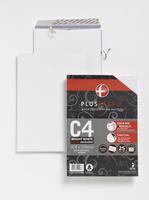 Plus Fabric Pocket Envelope C4 Peel and Seal Plain Easy Open Power-Tac 120gsm White (Pack 25)
