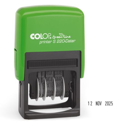 Colop Green Line S220 Self Inking Date Stamp Black Ink