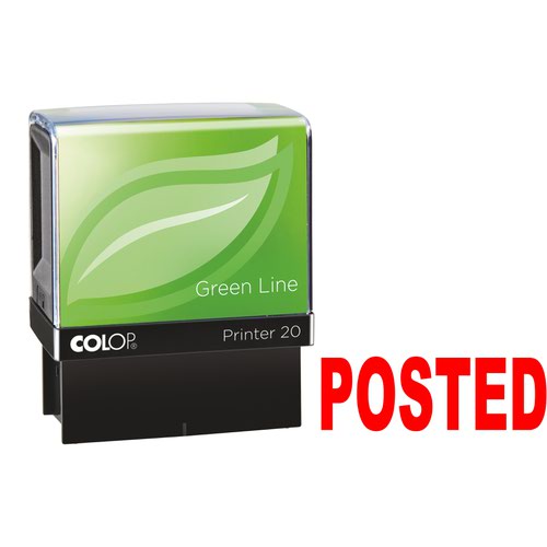 Colop Green Line P20 Self Inking Word Stamp POSTED Stamp 37x13mm Red Ink