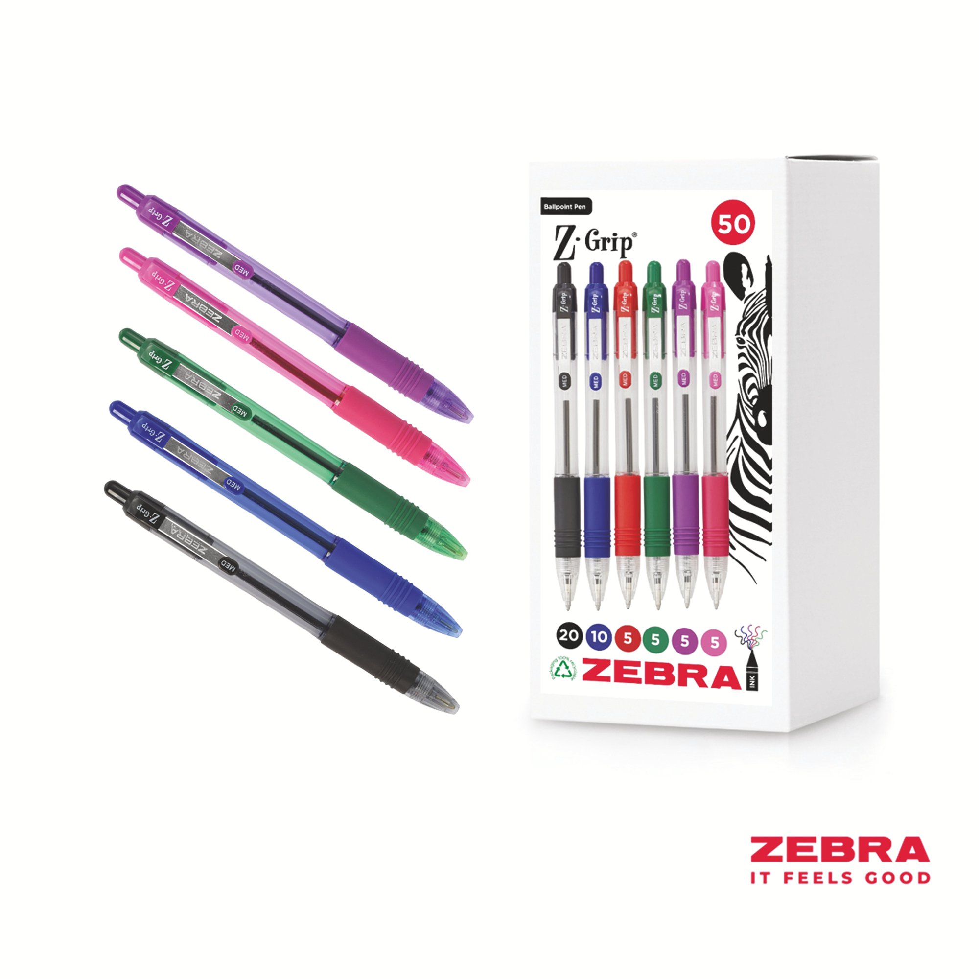 Z-GRIP RETR BALLPOINT PEN ASSTD PACK50