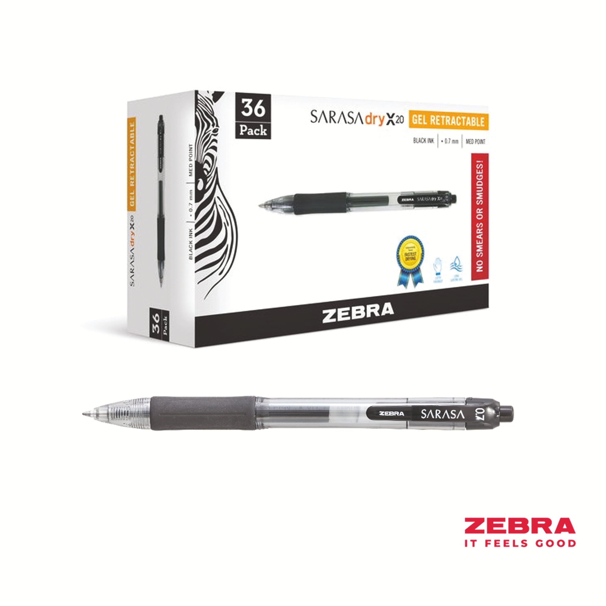 SARASA GEL RETR RBALL 0.7MM PEN BK PK36