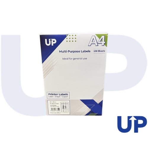 Alpa-Cartridge+A4+Multipurpose+Labels+21+Per+Sheet+63.5+x+38mm+%28White%29+Pk+of+100