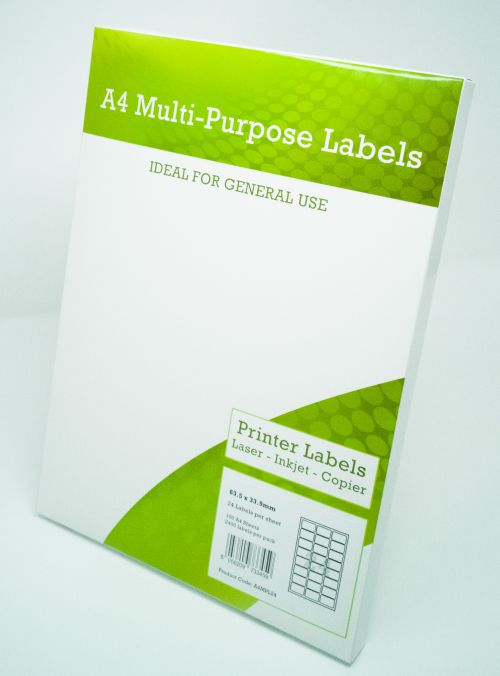 Alpa-Cartridge+A4+Multipurpose+Labels+24+Per+Sheet+64+x+33.9mm+%28White%29+Pk+of+100