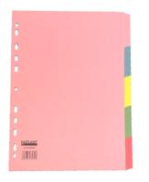A4 Manilla Subject Dividers 5 Part Assorted Alternating Pastel Colours with Blank tabs