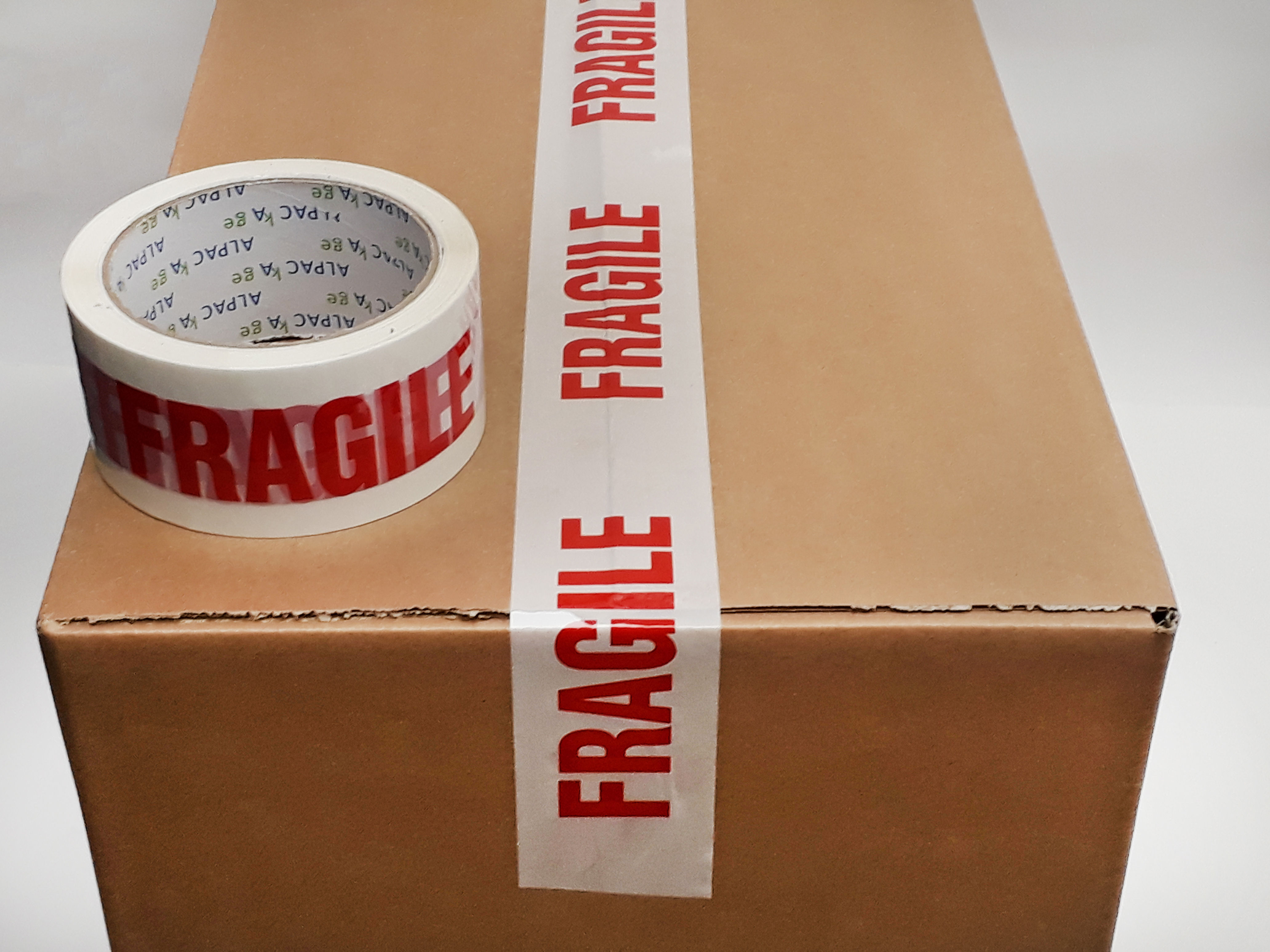 BOPP TAPE FRAGILE 48MM 66M 38MU RED/WH