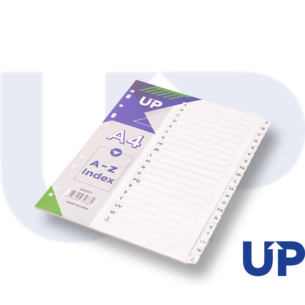 UP INDEX WHITE CLEAR TABS A-Z 20 PART