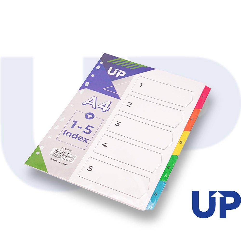 UP INDEX WHITE MULTICOLOUR TABS 1-5
