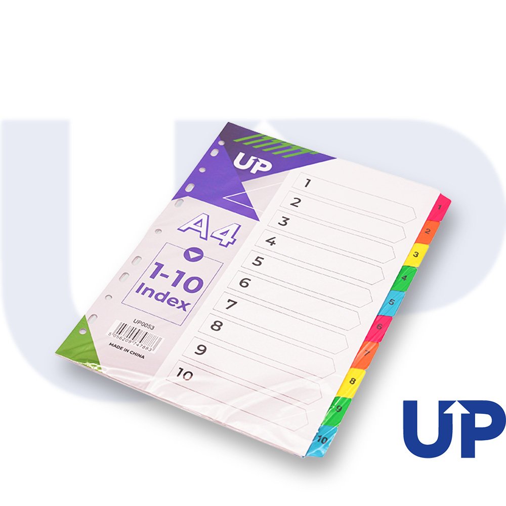 UP INDEX WHITE MULTICOLOUR TABS 1-10