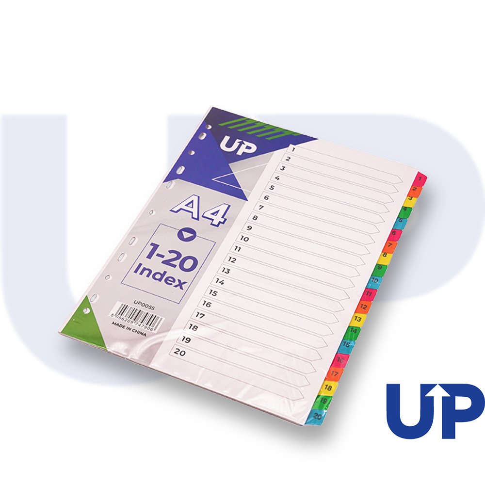 UP INDEX WHITE MULTICOLOUR TABS 1-20