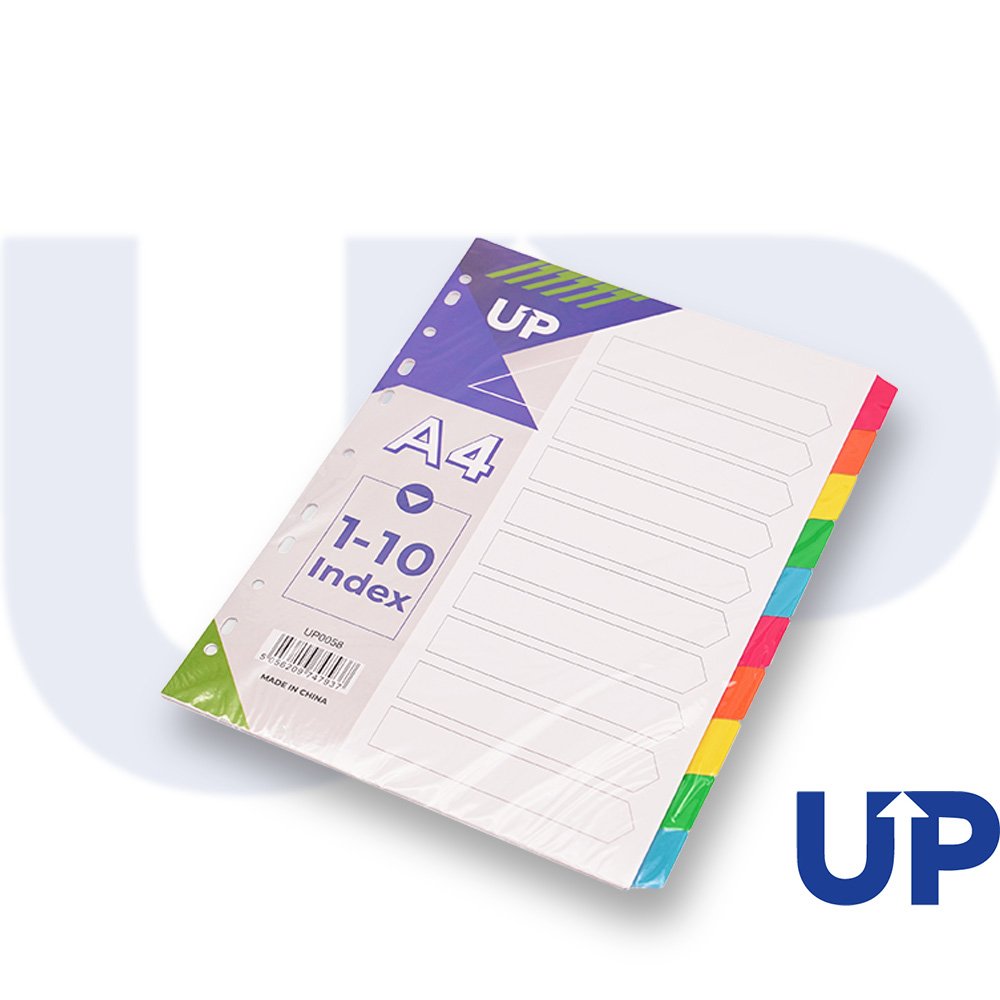 UP INDEX WHITE MULTICOLOUR TABS 10 PART
