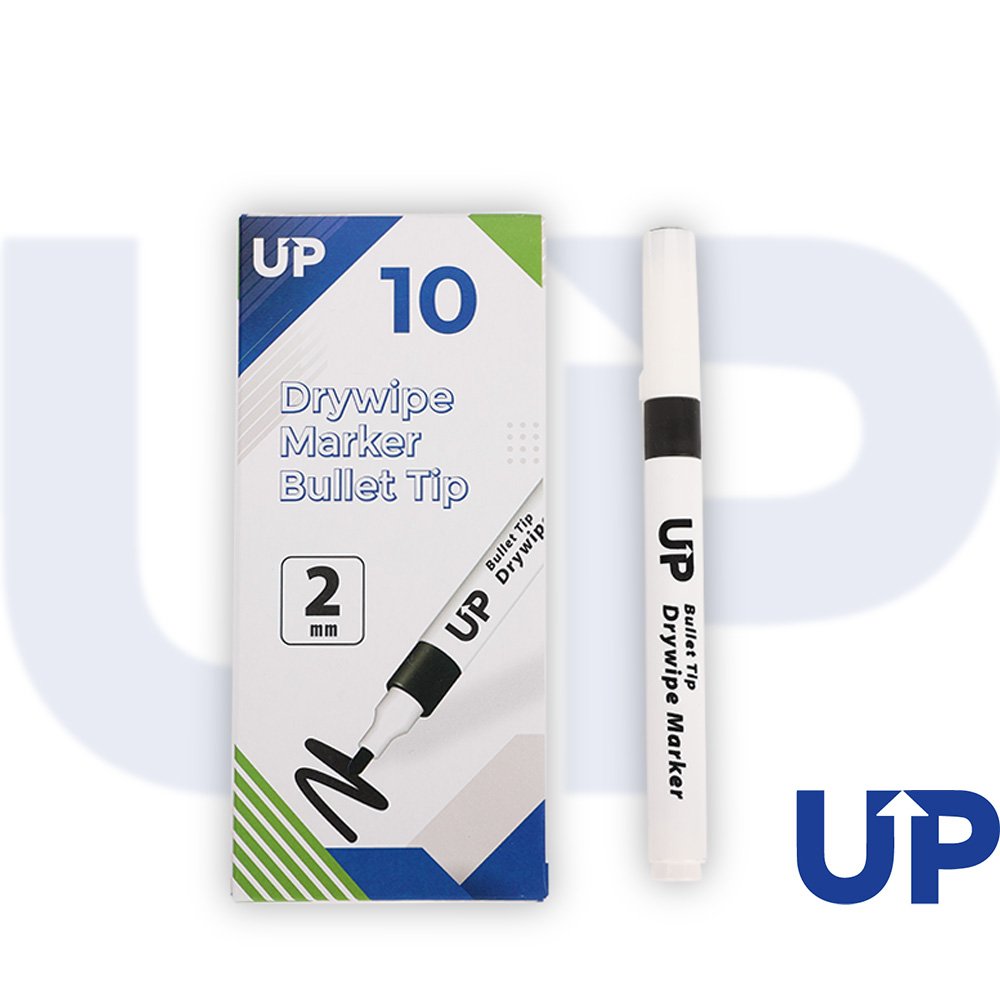 UP DRYWIPE BULLET TIP MARKER BLACK (10)