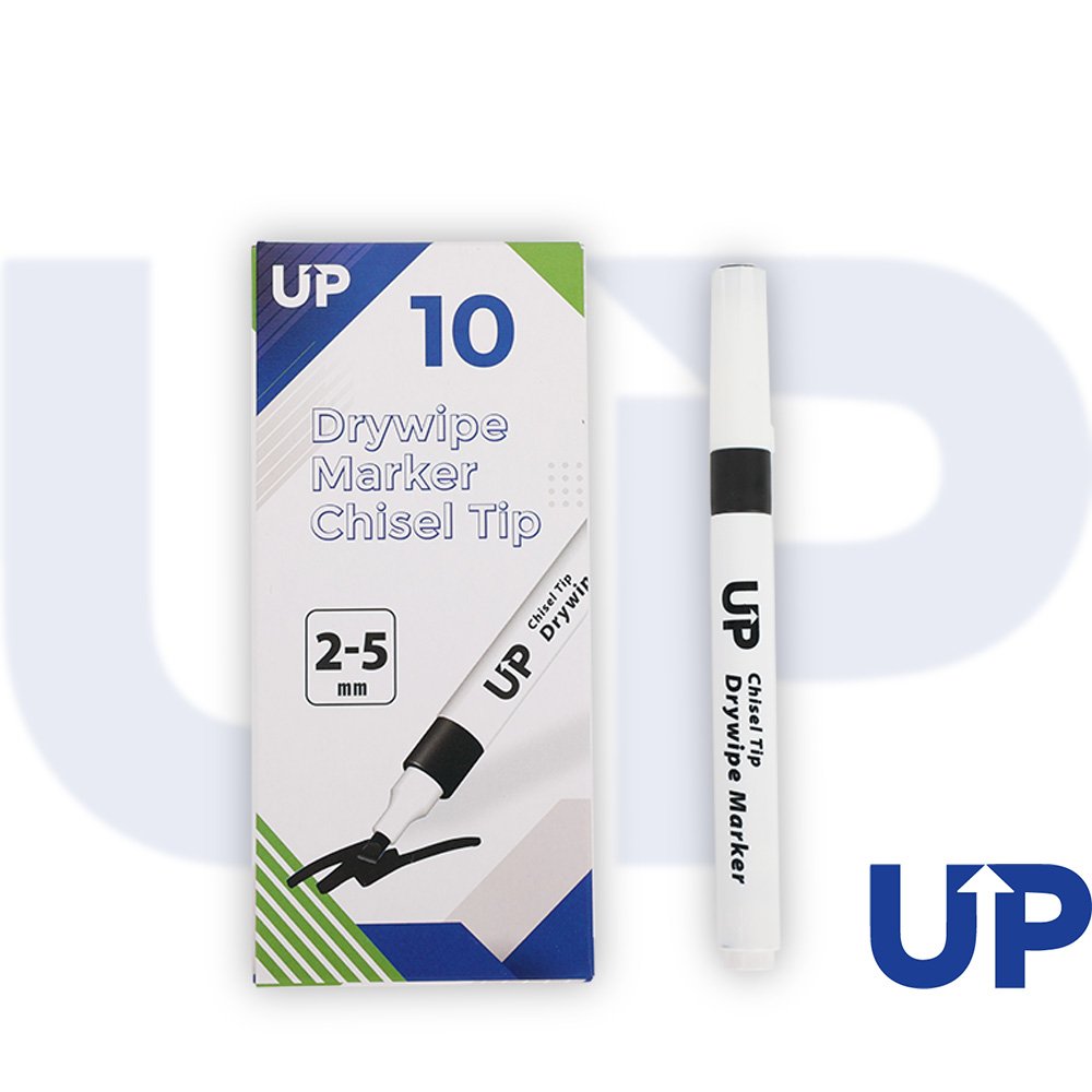 UP DRYWIPE CHISEL TIP MARKER BLACK (10)