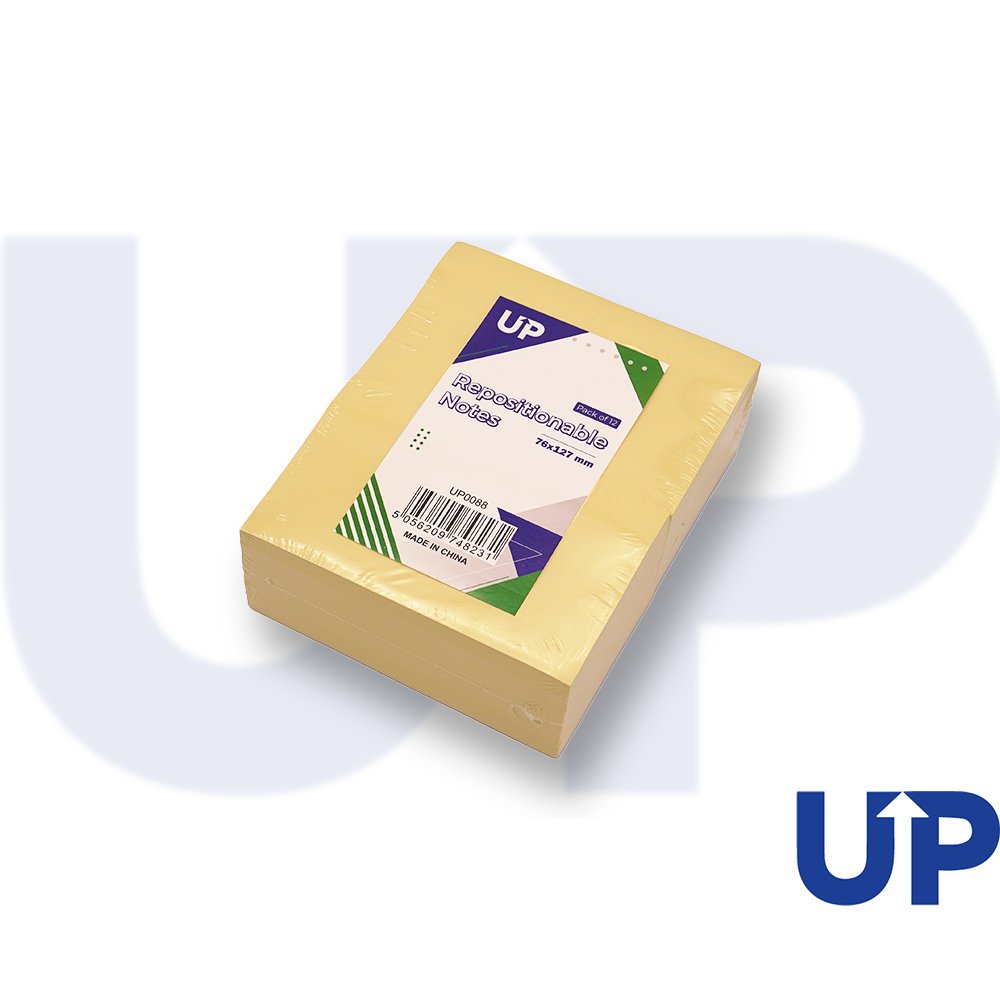 UP REPOSITIONABLE NOTE 76X127MM YLW (12)