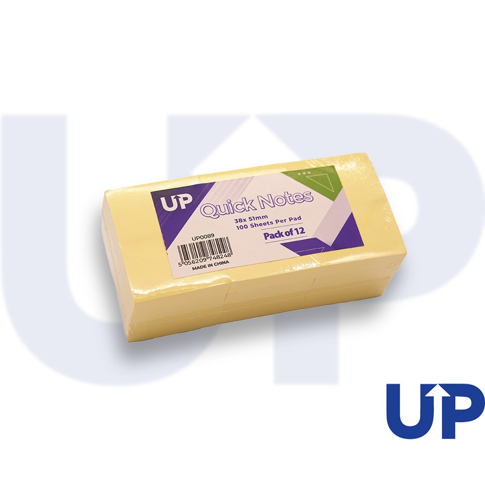 UP QUICK NOTES 38X51MM YELLOW (12)