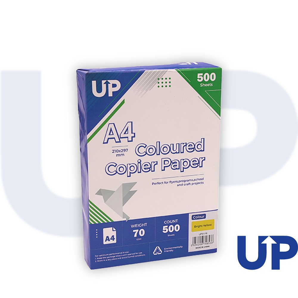 UP A4 PAPER 70G BRIGHT YELLOW 500 SHEET