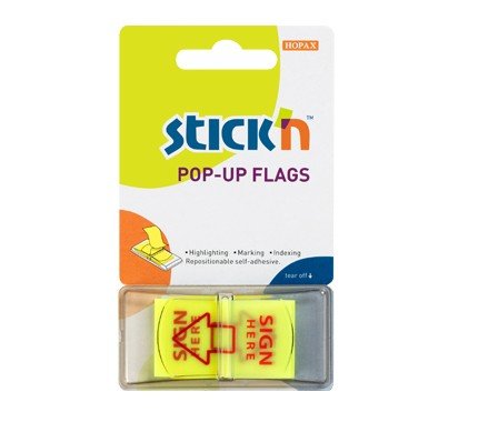UP POPUP FLAGS 25MM YELLOW SIGN HERE TAB