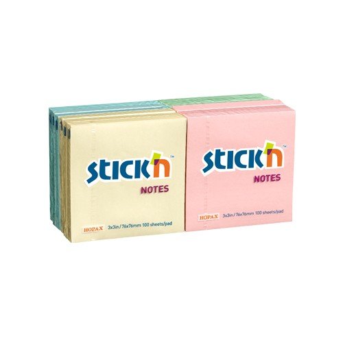 UP REPOSITIONABLE NOTES 76X76MM ASSORTED
