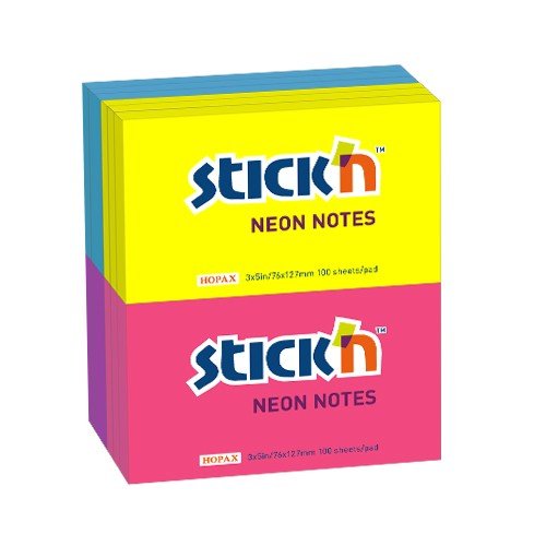 UP REPOSITIONABLE NOTES 76X127MM NEON AS