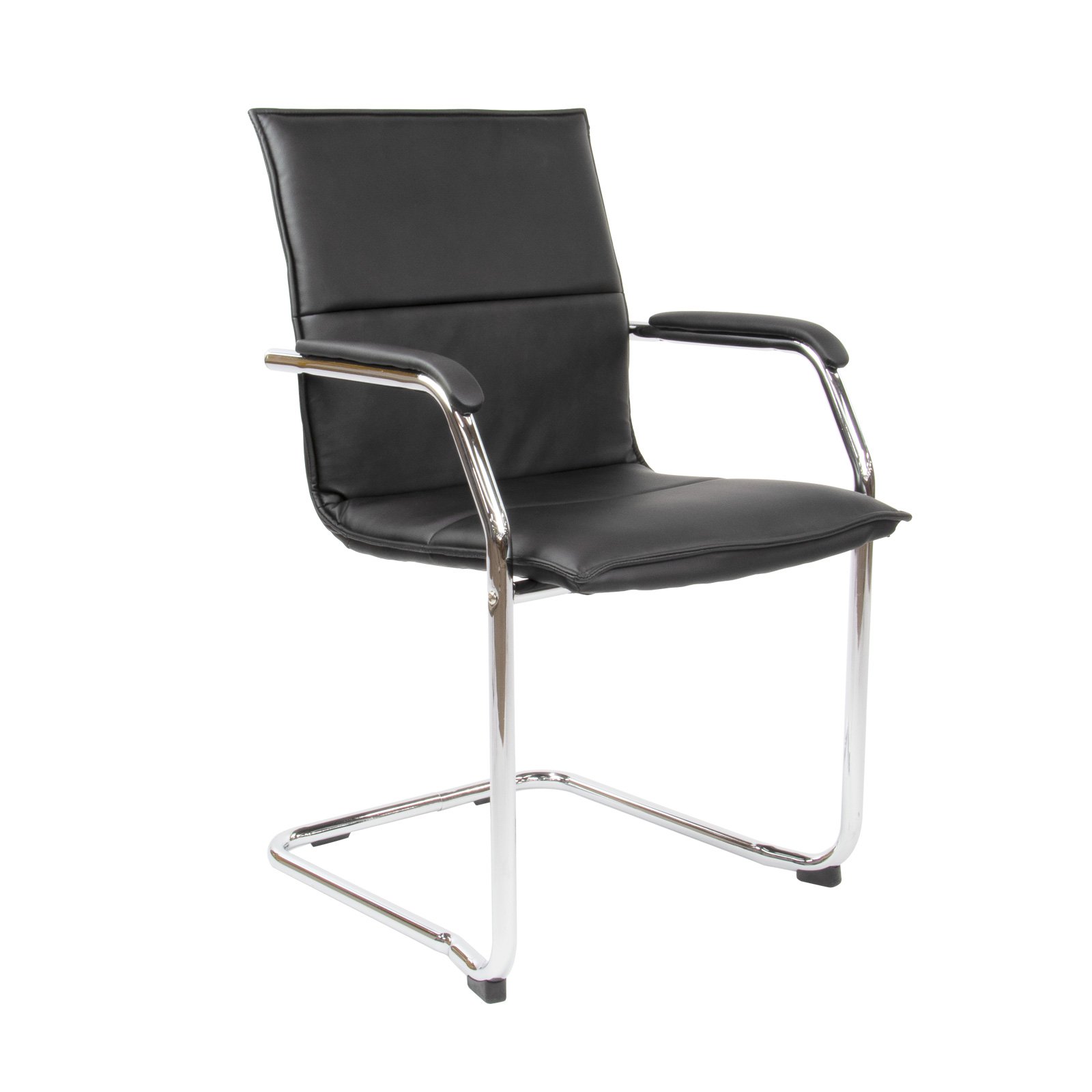 Essen stackable meeting room cantilever chair - black faux leather Essen stackable meeting room cantilever chair - black faux leather