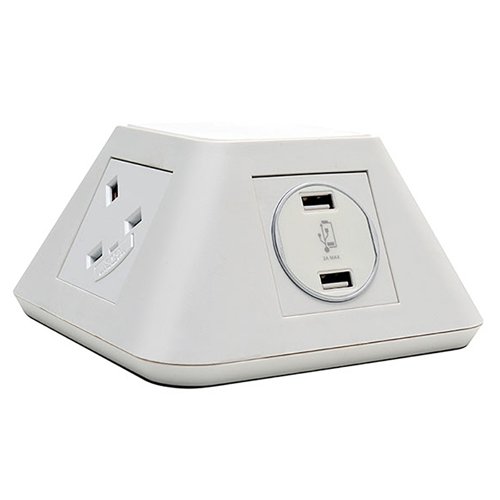 Inca on-surface power module 2 x UK sockets and 2 x twin USB fast charge - white
