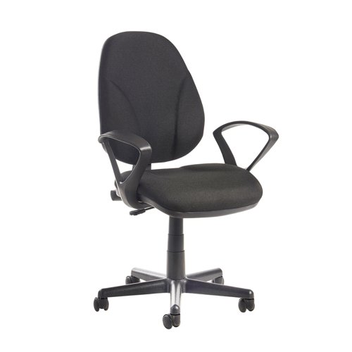 Bilbao+fabric+operators+chair+with+lumbar+support+and+fixed+arms+-+black