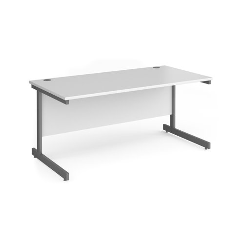 Contract+25+straight+desk+with+graphite+cantilever+leg+1600mm+x+800mm+-+white+top