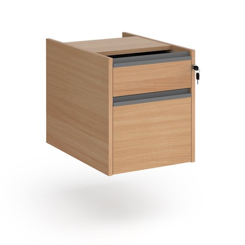 Contract 2 drawer fixed pedestal with graphite finger pull handles - beech