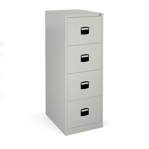 Steel+4+drawer+contract+filing+cabinet+1321mm+high+-+goose+grey