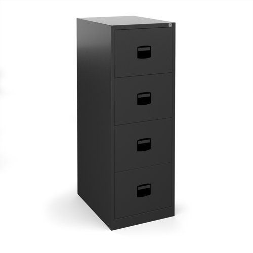 Steel+4+drawer+contract+filing+cabinet+1321mm+high+-+black