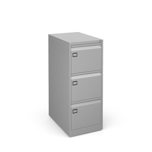 Steel 3 drawer executive filing cabinet 1016mm high - silver Steel 3 drawer executive filing cabinet 1016mm high - silver