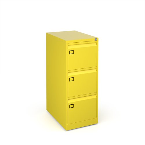 Steel 3 drawer executive filing cabinet 1016mm high - yellow Steel 3 drawer executive filing cabinet 1016mm high - yellow