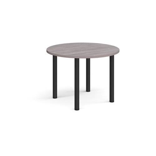 Circular+black+radial+leg+meeting+table+1000mm+-+grey+oak
