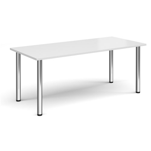 Rectangular+chrome+radial+leg+meeting+table+1800mm+x+800mm+-+white