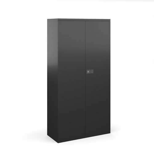 Steel+contract+cupboard+with+3+shelves+1806mm+high+-+black