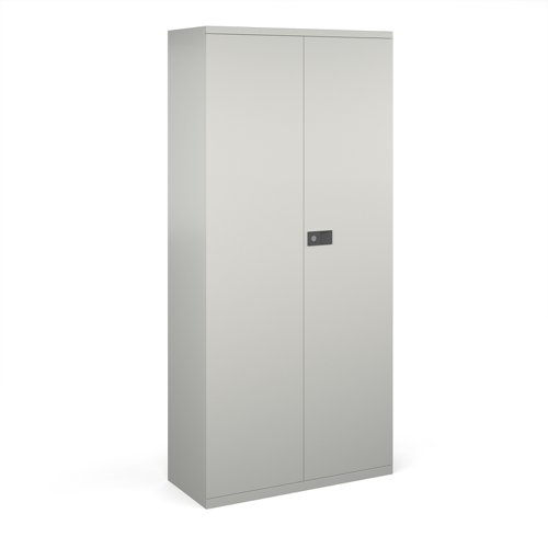 Steel+contract+cupboard+with+4+shelves+1968mm+high+-+goose+grey