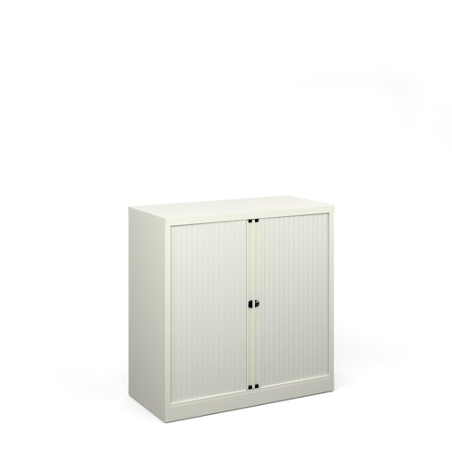 Bisley+systems+storage+low+tambour+cupboard+1000mm+high+-+white