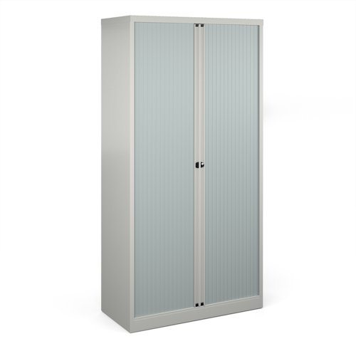 Bisley+systems+storage+high+tambour+cupboard+1970mm+high+-+goose+grey